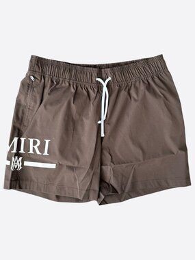 Amiri Brown & White MA Bar Logo Swimshorts